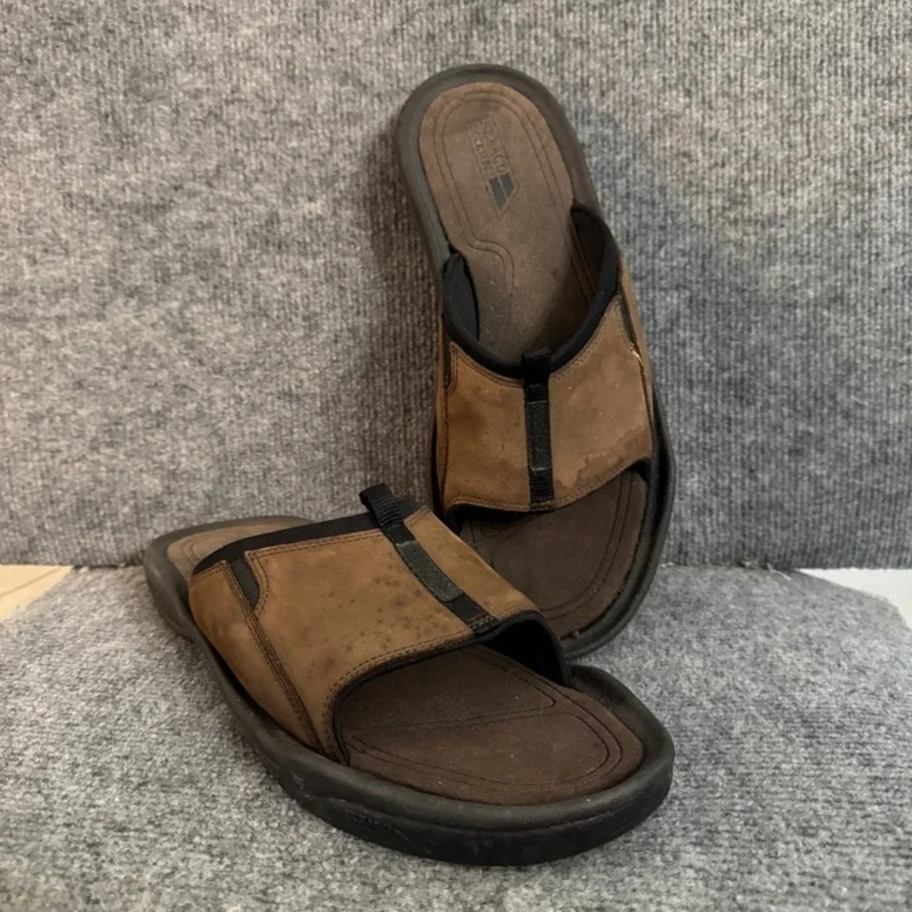 Sebago Docksides Mens Brown Leather Slide Sandals Casual Summer Shoes 13
